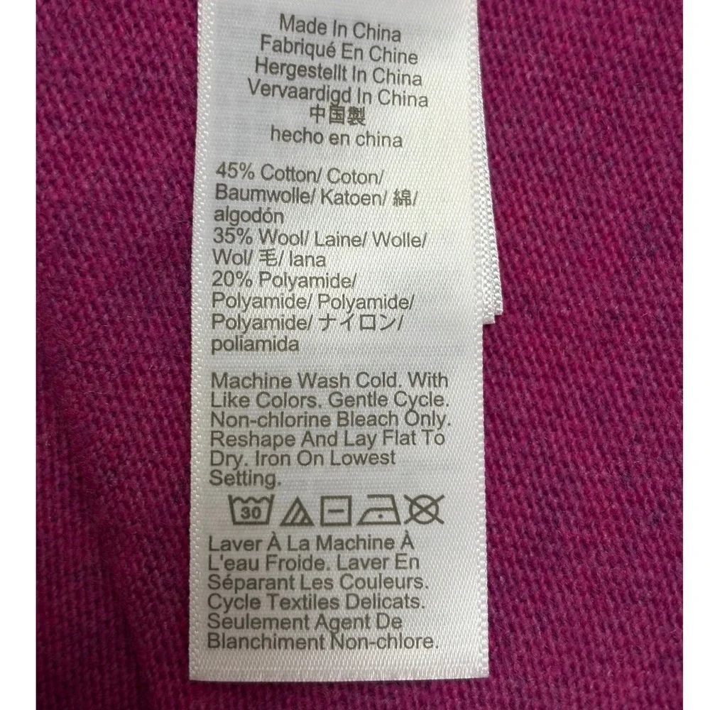 J.Crew Teddie Sweater Small Magenta‎ Pink Cotton Wool Blend Crewneck Pullover